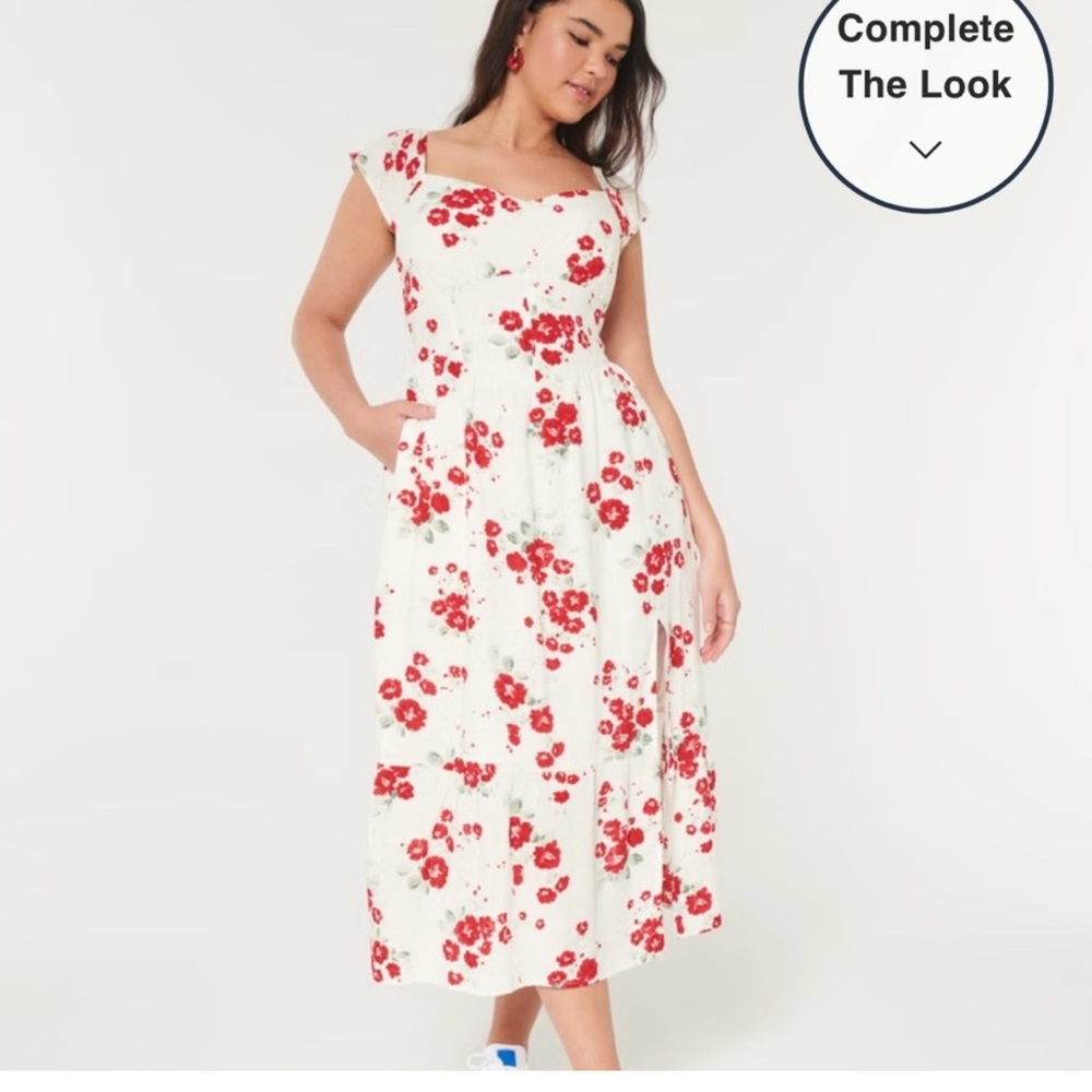 Hollister lace up back midi dress